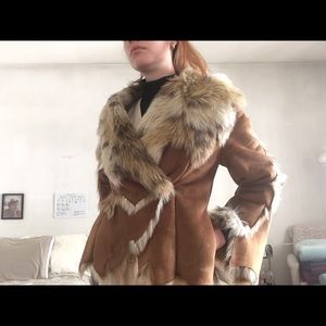 Cropped faux fur coat